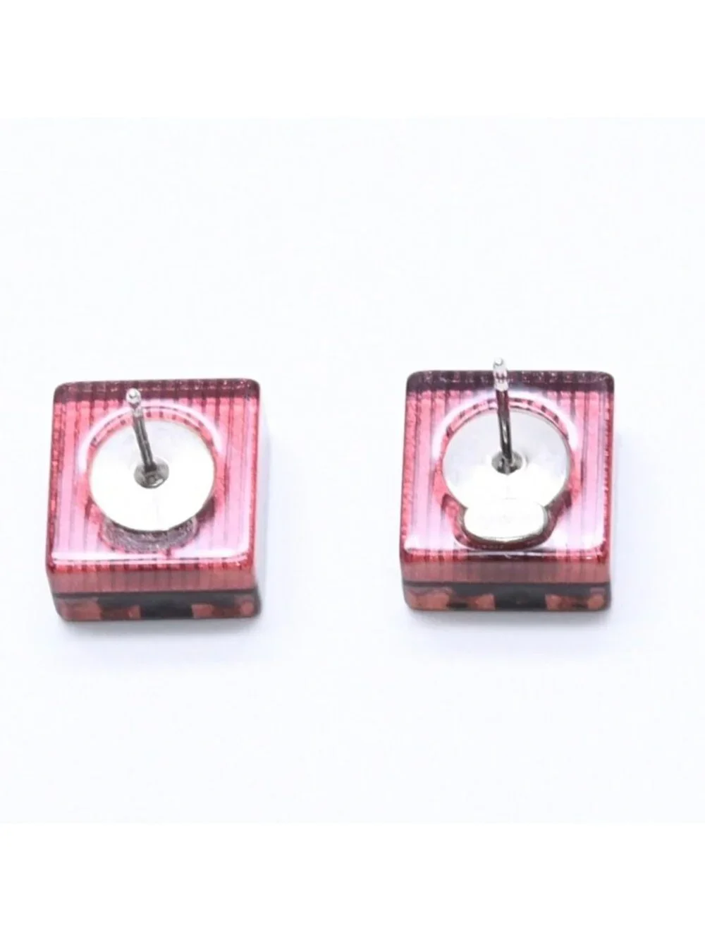 Chanel CC Logo Square Earrings 15 Resin Metal Clear
